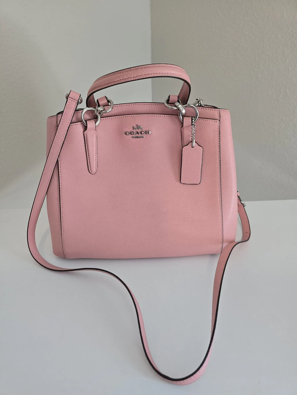 Coach Pink Leather Satchel with Detachable Strap